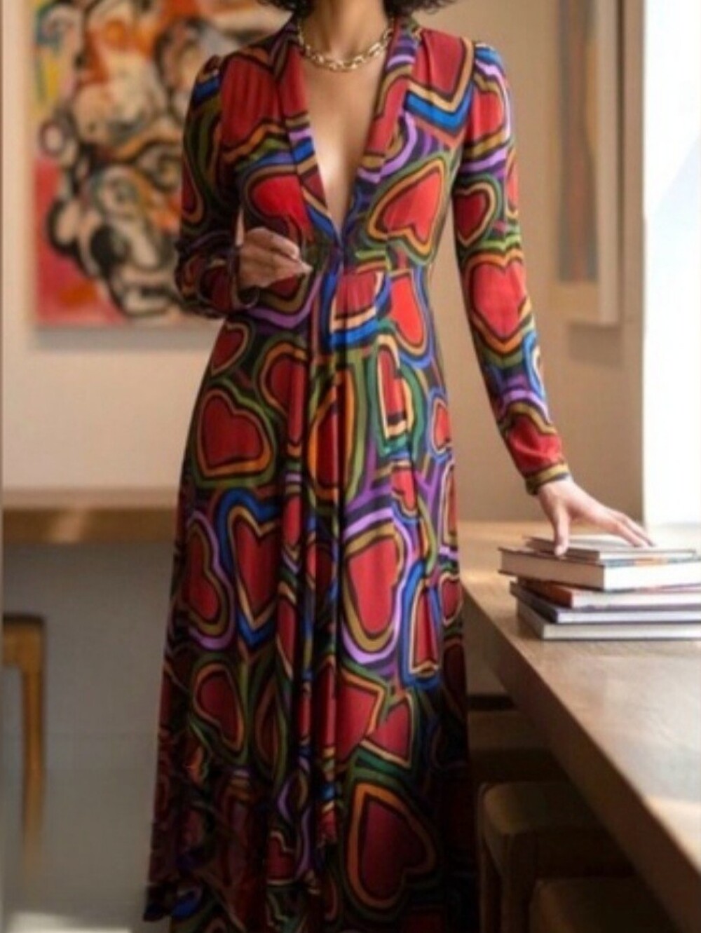 New FARM Rio Rainbow Wild Hearts Maxi Dress